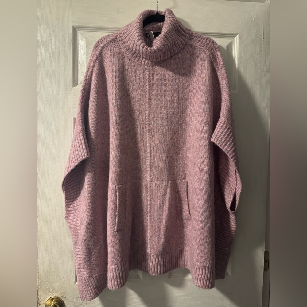J.Crew Light Purple Wool Blend Turtleneck Poncho, Size M New With Tag!